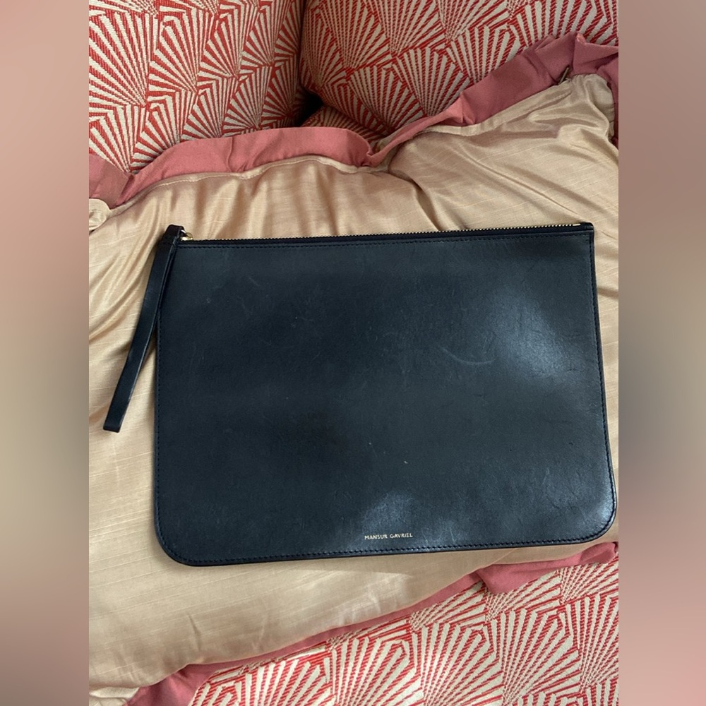 Mansur Gavriel Large Black Leather Pouch